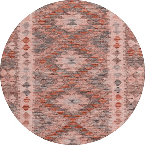 Luxury Washable Indoor/Outdoor Solace Terracotta 8' x 8' Round Rug