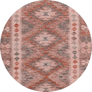 Luxury Washable Indoor/Outdoor Solace Terracotta 8\' x 8\' Round Rug