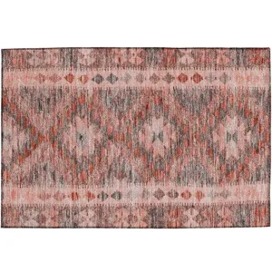 Luxury Washable Indoor/Outdoor Solace Terracotta 1\'8\" x 2\'6\" Rug