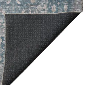 Luxury Washable Indoor/Outdoor Solace Blue 8\' x 8\' Round Rug