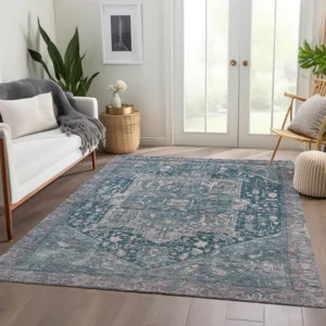 Luxury Washable Indoor/Outdoor Solace Blue 2\'6\" x 3\'10\" Rug