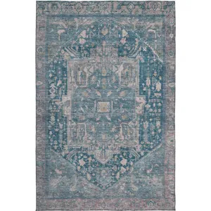 Luxury Washable Indoor/Outdoor Solace Blue 2\'6\" x 3\'10\" Rug