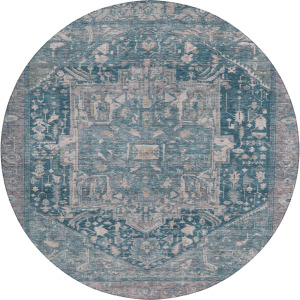 Luxury Washable Indoor/Outdoor Solace Blue 8' x 8' Round Rug