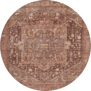 Luxury Washable Indoor/Outdoor Solace Burgundy 8' x 8' Round Rug
