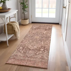 Luxury Washable Indoor/Outdoor Solace Burgundy 2\'3\" x 7\'6\" Runner Rug
