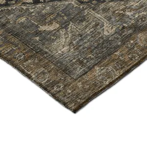 Luxury Washable Indoor/Outdoor Solace Charcoal 1\'8\" x 2\'6\" Rug