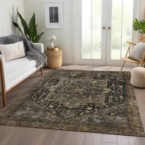 Luxury Washable Indoor/Outdoor Solace Charcoal 10\' x 14\' Rug