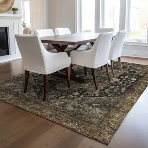 Luxury Washable Indoor/Outdoor Solace Charcoal 10\' x 14\' Rug