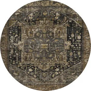 Luxury Washable Indoor/Outdoor Solace Charcoal 8\' x 8\' Round Rug