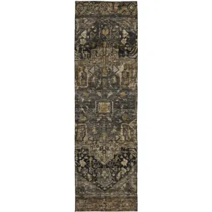 Luxury Washable Indoor/Outdoor Solace Charcoal 2\'3\" x 7\'6\" Runner Rug