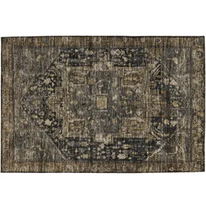 Luxury Washable Indoor/Outdoor Solace Charcoal 1\'8\" x 2\'6\" Rug