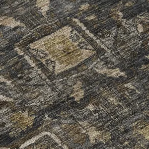 Luxury Washable Indoor/Outdoor Solace Charcoal 1\'8\" x 2\'6\" Rug