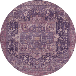 Luxury Washable Indoor/Outdoor Solace Eggplant 8' x 8' Round Rug