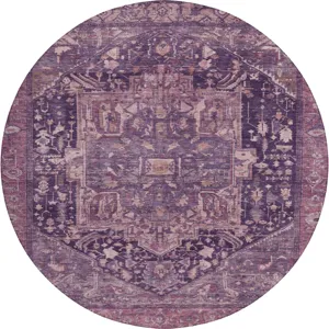 Luxury Washable Indoor/Outdoor Solace Eggplant 8\' x 8\' Round Rug