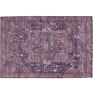 Luxury Washable Indoor/Outdoor Solace Eggplant 1\'8\" x 2\'6\" Rug