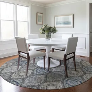Luxury Washable Indoor/Outdoor Solace Gray 8\' x 8\' Round Rug