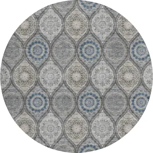 Luxury Washable Indoor/Outdoor Solace Gray 8\' x 8\' Round Rug