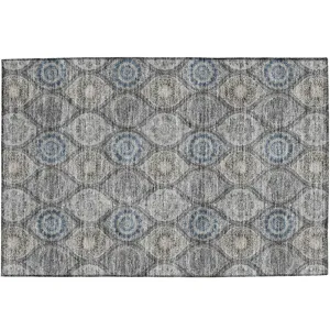 Luxury Washable Indoor/Outdoor Solace Gray 1\'8\" x 2\'6\" Rug