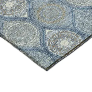 Luxury Washable Indoor/Outdoor Solace Navy 9\' x 12\' Rug