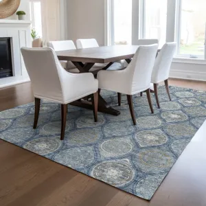 Luxury Washable Indoor/Outdoor Solace Navy 9\' x 12\' Rug