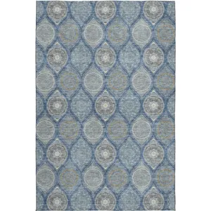 Luxury Washable Indoor/Outdoor Solace Navy 9\' x 12\' Rug
