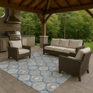 Luxury Washable Indoor/Outdoor Solace Navy 9\' x 12\' Rug