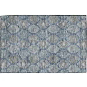 Luxury Washable Indoor/Outdoor Solace Navy 1\'8\" x 2\'6\" Rug
