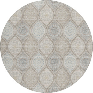 Luxury Washable Indoor/Outdoor Solace Taupe 8' x 8' Round Rug