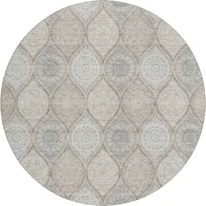Luxury Washable Indoor/Outdoor Solace Taupe 8\' x 8\' Round Rug