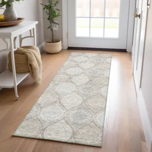 Luxury Washable Indoor/Outdoor Solace Taupe 2\'3\" x 7\'6\" Runner Rug