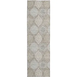 Luxury Washable Indoor/Outdoor Solace Taupe 2\'3\" x 7\'6\" Runner Rug
