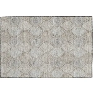 Luxury Washable Indoor/Outdoor Solace Taupe 1\'8\" x 2\'6\" Rug