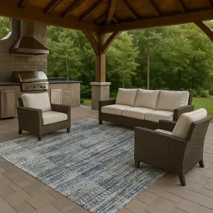 Luxury Washable Indoor/Outdoor Solace Denim 3\' x 5\' Rug