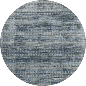 Luxury Washable Indoor/Outdoor Solace Denim 8\' x 8\' Round Rug