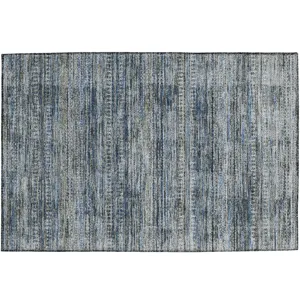 Luxury Washable Indoor/Outdoor Solace Denim 1\'8\" x 2\'6\" Rug