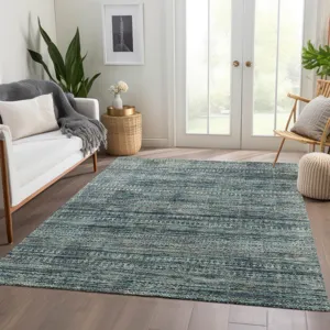 Luxury Washable Indoor/Outdoor Solace Teal 5\' x 7\'6\" Rug