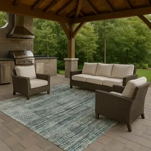 Luxury Washable Indoor/Outdoor Solace Teal 5\' x 7\'6\" Rug