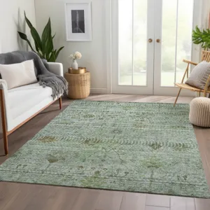 Luxury Washable Indoor/Outdoor Solace Aloe 3\' x 5\' Rug