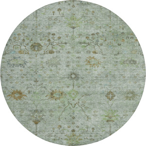 Luxury Washable Indoor/Outdoor Solace Aloe 8' x 8' Round Rug