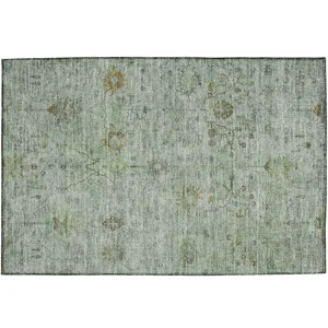 Luxury Washable Indoor/Outdoor Solace Aloe 1\'8\" x 2\'6\" Rug