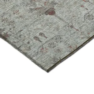 Luxury Washable Indoor/Outdoor Solace Gray 2\'3\" x 7\'6\" Runner Rug