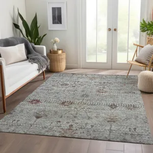 Luxury Washable Indoor/Outdoor Solace Gray 9\' x 12\' Rug