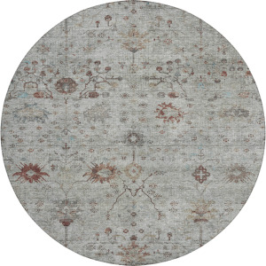 Luxury Washable Indoor/Outdoor Solace Gray 8' x 8' Round Rug