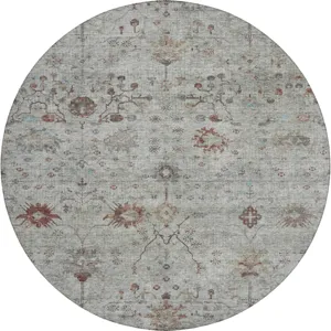 Luxury Washable Indoor/Outdoor Solace Gray 8\' x 8\' Round Rug
