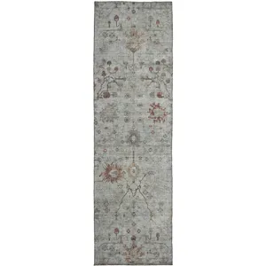 Luxury Washable Indoor/Outdoor Solace Gray 2\'3\" x 7\'6\" Runner Rug