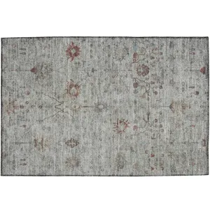 Luxury Washable Indoor/Outdoor Solace Gray 1\'8\" x 2\'6\" Rug