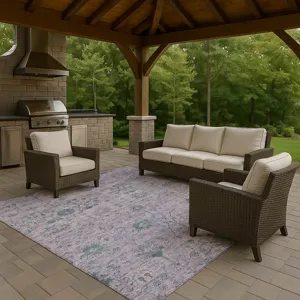 Luxury Washable Indoor/Outdoor Solace Lavender 2\'6\" x 3\'10\" Rug