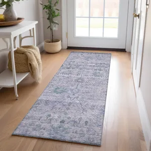 Luxury Washable Indoor/Outdoor Solace Lavender 2\'3\" x 7\'6\" Runner Rug