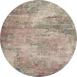 Luxury Washable Indoor/Outdoor Solace Blush 8\' x 8\' Round Rug