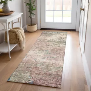 Luxury Washable Indoor/Outdoor Solace Blush 2\'3\" x 7\'6\" Runner Rug